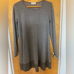 Gray herringbone Anthropologie swing dress for work